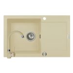 Set chiuveta granit MIDO 79x50 1B 1D si baterie BELLO Vanilla