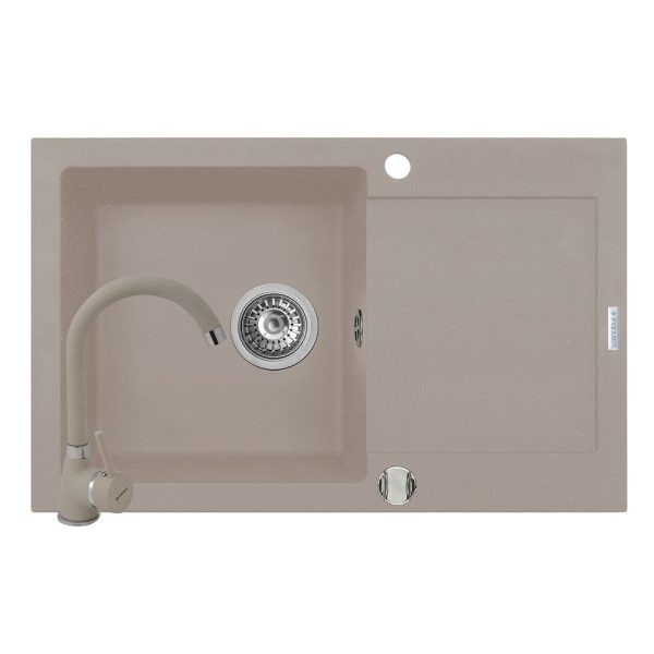 Set chiuveta granit MIDO 79x50 1B 1D si baterie BELLO Beige