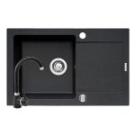 Set chiuveta granit MIDO 79x50 1B 1D si baterie BELLO Black