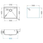 Chiuveta bucatarie Pyramis ITHAKA 50x40 1B UM Volcano - imagine 2