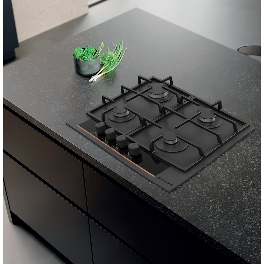 Plita gaz Pyramis 2082 Cooper Line Black Glass - imagine 2