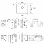 Chiuveta soft compozit Pyramis Square DUROTHEK 60x50 1B alb - imagine 2