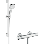 Hansgrohe Croma Select E sistem de dus cu baterie termostatata Ecostat Comfort si set de dus Vario 65 cm, crom