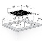 Plita electrica Pyramis 58HL 533, 4 zone de gatit, touch control, timer, rama inox, sticla neagra - imagine 4