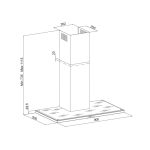 Hota decorativa Pyramis SILVERLIGHT, 90cm, 570mc/h, inox si stica neagra, timer - imagine 3