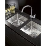 Chiuveta inox Pyramis LUME 17x40 1B, adancime 140mm, montare la nivel cu blatul, finisaj lucios, valva patrata - imagine 4