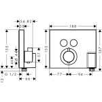 Hansgrohe ShowerSelect Fixfit&Porter baterie dus termostatata 2 functii, montaj incastrat, cu suport dus, crom - imagine 2