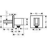 Hansgrohe FixFit Porter Square conector dus cu suport para inclus, crom - imagine 2