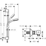 Hansgrohe Crometta 100 Vario sistem de dus cu baterie dus termostatica Ecostat cu set dus 650 mm - imagine 2