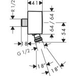 Hansgrohe Fixfit conector dus cu valva antiretur, crom - imagine 2