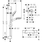 Hansgrohe Crometta 100 sistem de dus cu baterie termostatata Ecostat 1001 si set de dus Vario 65 cm, crom - imagine 2