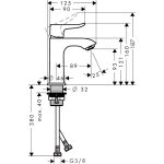 Hansgrohe Metris 110 baterie lavoar fara ventil, crom - imagine 2