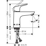 Hansgrohe Focus 100 baterie lavoar fara ventil, crom - imagine 2