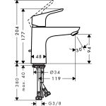 Hansgrohe Focus 100 baterie lavoar cu ventil push-open, crom - imagine 2