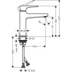 Hansgrohe Metropol 110 baterie lavoar cu ventil push-open, crom - imagine 2