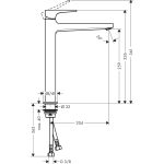 Hansgrohe Metropol 260 baterie lavoar inalta cu ventil push-open, crom - imagine 2