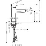 Hansgrohe Metropol 70 baterie bideu cu ventil push-open, crom - imagine 2
