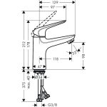 Hansgrohe Novus 100 baterie lavoar fara ventil, crom - imagine 2
