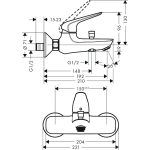 Hansgrohe Novus baterie cada-dus, crom - imagine 2