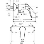 Hansgrohe Novus baterie dus, crom - imagine 2