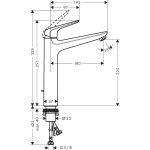 Hansgrohe Novus 230 baterie lavoar inalta cu ventil push-open, crom - imagine 2