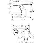 Hansgrohe Novus baterie lavoar montaj incastrat cu pipa 194 mm, crom - imagine 2