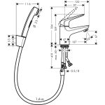Hansgrohe Novus 70 baterie lavoar cu dus tip bideu igiena intima furtun 160 cm, fara ventil, crom - imagine 2
