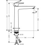 Hansgrohe Talis E 240 baterie lavoar inalta fara ventil, crom - imagine 2