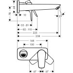 Hansgrohe Talis E baterie lavoar montaj incastrat, pipa 225 mm, negru mat - imagine 2