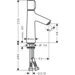 Hansgrohe Talis S 100 Select baterie lavoar fara ventil, crom - imagine 2