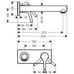 Hansgrohe Talis S baterie lavoar montaj incastrat, pipa 225 mm, crom - imagine 2