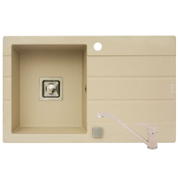 Set Pyramis chiuveta ARKADIA 1B 1D SQ si baterie MINUET Beige