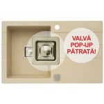 Set Pyramis chiuveta ARKADIA 1B 1D SQ si baterie MINUET Beige - imagine 2