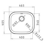 Chiuveta Inox KIBA SQUARE 46,5x40,5 1B SM Ø92mm - imagine 2