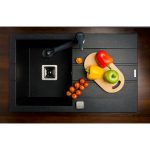 Chiuveta Pyragranite ARKADIA SQ 1B1D 78x48 Negru - imagine 3