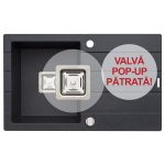 Chiuveta Pyragranite ARKADIA SQ 1B1D 78x48 Negru - imagine 2