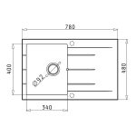Chiuveta Pyragranite ARKADIA SQ 1B1D 78x48 Bej - imagine 3