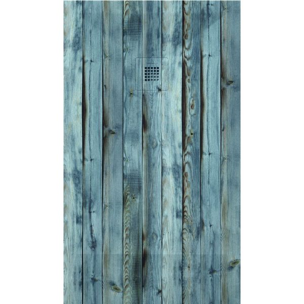 3D Wood Blue Rustic cadita dus 70x70 cm, compozit, sifon inclus
