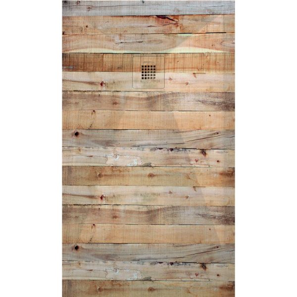3D Wood Natural Rustic cadita dus 70x80 cm, compozit, sifon inclus