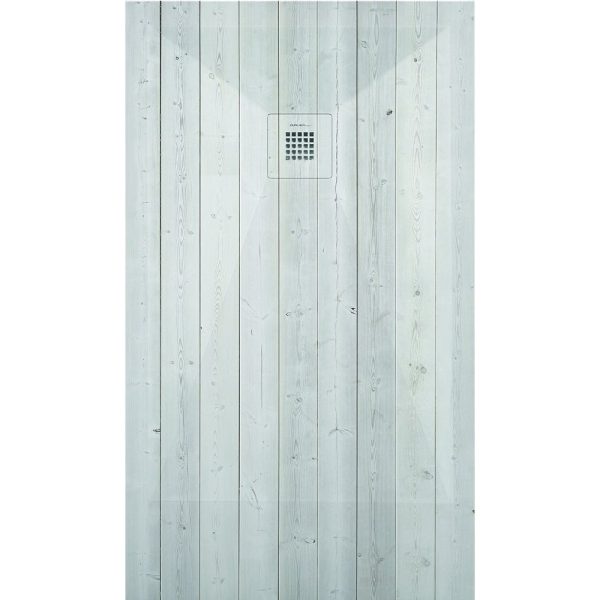 3D Wood White Pine cadita dus 70x90 cm, compozit, sifon inclus