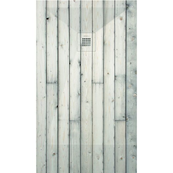 3D Wood White Rustic cadita dus 70x80 cm, compozit, sifon inclus