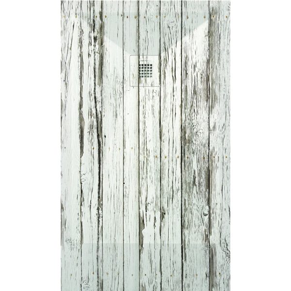3D Wood White Vintage cadita dus 70x110 cm, compozit, sifon inclus