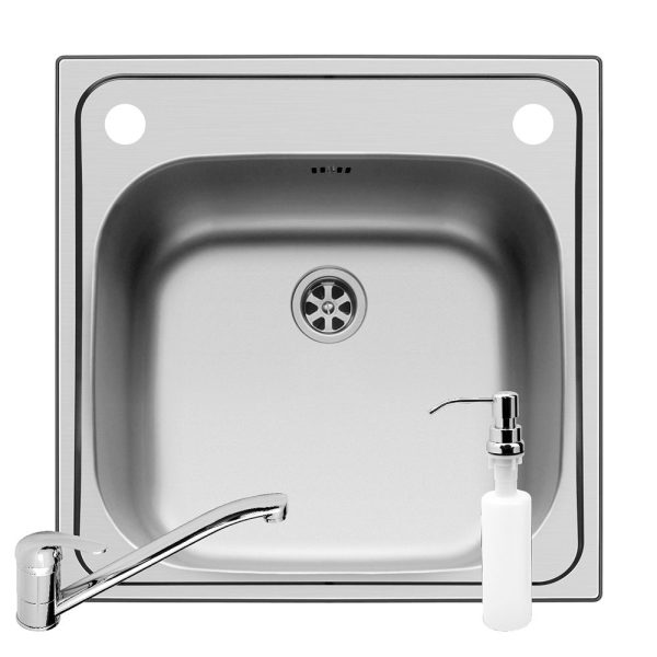 Set 3IN 1 Chiuveta Inox INSET 1B SM + Baterie + Dozator detergent