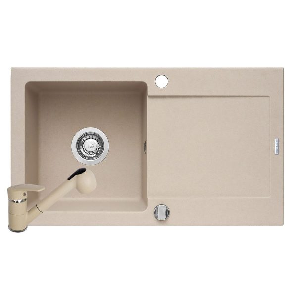 Set chiuveta granit LOTUS & baterie FIDO - Beige