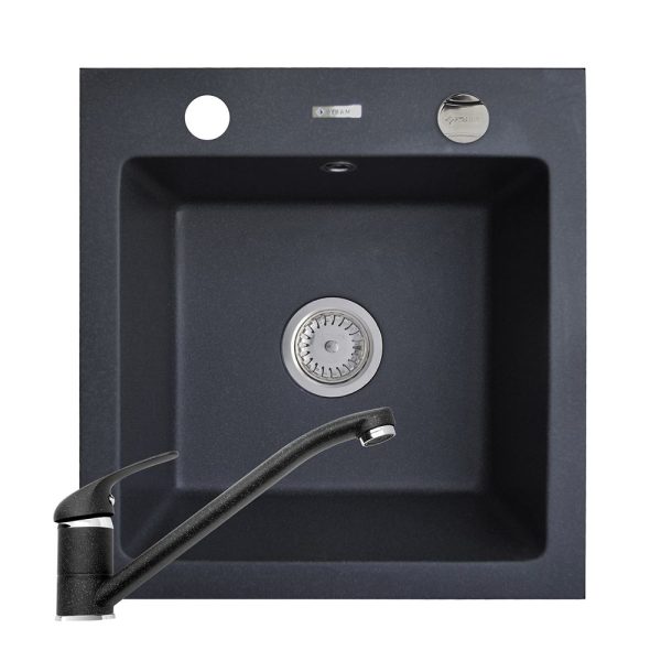 Set chiuveta granit ALYA 1B & baterie ASALIA - Negru