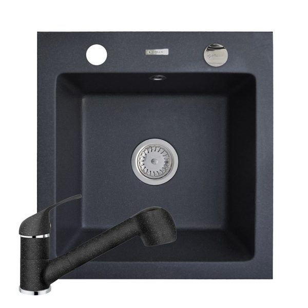 Set chiuveta granit ALYA 1B & baterie FIDO - Negru