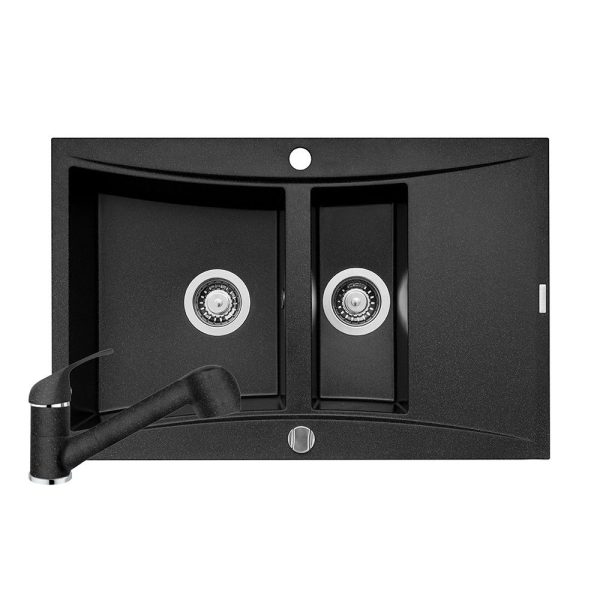 Set chiuveta granit SOFTLINE & baterie FIDO - Negru