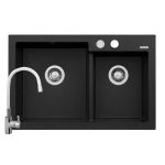 Set chiuveta granit DIPLOS & baterie Flessi - Negru & Alb