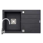 Set chiuveta granit ARKADIA SQ & baterie FLESSI - Negru & Alb