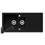 Set chiuveta granit STUDIO 100x48 & baterie FIDO - Negru